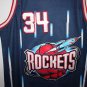 blue 1996-97 Houston Rockets Hakeen Olajuwon (34) stitched Mitchell & Ness jersey