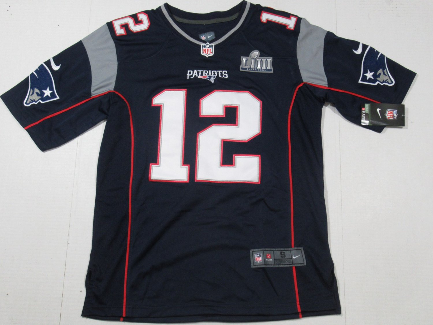 Tom Brady #12 New England Patriots Super Bowl LIII Jersey Navy Blue