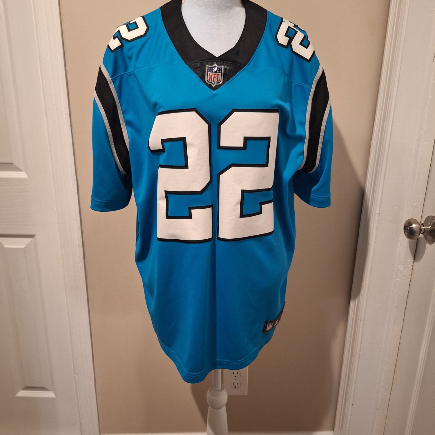 Carolina Panthers McCaffrey #22 Jersey Blue/Black/White