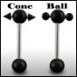 316L Tongue Barbell with UV ball and Cone (BAR206)