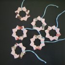 Pink Origami Star Wreath ornaments - set of six