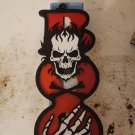 Boo sign with skull and skeleton hand