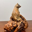 Unique Vintage Stan Langtwait Raccoon Clay Figure On Manzanita Burl Wood Organic