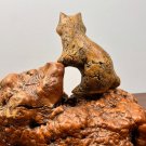 Unique Vintage Stan Langtwait Raccoon Clay Figure On Manzanita Burl Wood Organic