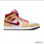 Air Jordan 1 Mid Beige White Red Shoes Sneakers
