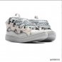 Lanvin Leather Curb Light Grey Blue Shoes Sneakers
