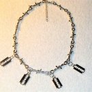 Razor Blade Charm Choker Necklace Jewelry Barb Barbed Wire Chain Goth Punk Rock