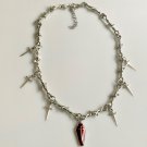 Sword Dagger Red Coffin Necklace Jewelry Barb Barbed Wire Chain Goth Punk Rock