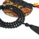 8mm Black Onyx Buddhist Mala 108 Beads (Free Bag!)