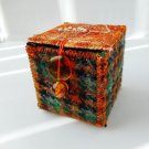 Unique hand embroidered handmade keepsake box in harris tweed