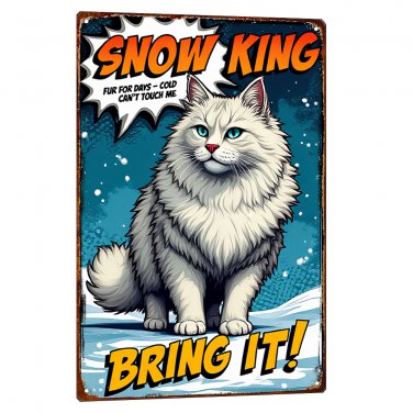 Siberian Tin Sign - Snow King Vintage Cat Metal Poster (8x12 Inches) PCM01-10