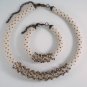 Jewelery set: beaded Necklace & Bracelet, Color Pearl-Brown, Handmade