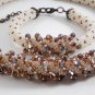 Jewelery set: beaded Necklace & Bracelet, Color Pearl-Brown, Handmade