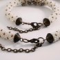 Jewelery set: beaded Necklace & Bracelet, Color Pearl-Brown, Handmade