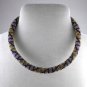 Jewelery set: Lilac-Gold beaded necklace & bracelet, Crochet bead, Handmade