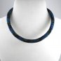 Jewelery set: beaded Necklace & Bracelet, Color Black-Blue-Green, Handmade