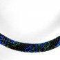Jewelery set: beaded Necklace & Bracelet, Color Black-Blue-Green, Handmade