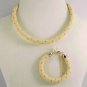 Jewelery set: beaded rope necklace & bracelet,dotted pattern,crochet seed beads