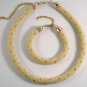 Jewelery set: beaded rope necklace & bracelet,dotted pattern,crochet seed beads