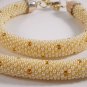 Jewelery set: beaded rope necklace & bracelet,dotted pattern,crochet seed beads