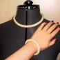 Jewelery set: beaded rope necklace & bracelet,dotted pattern,crochet seed beads