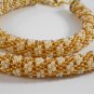 Jewelery set: beaded rope necklace & bracelet, checkered pattern, crochet