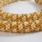 Jewelery set: beaded rope necklace & bracelet, checkered pattern, crochet