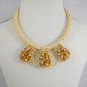 Beaded necklace-rope, dotted pattern,color pearl-gold-brown,beaded jewelry,Handmade