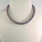 Jewelery set: beaded Necklace & Bracelet, Color Burgundy-Gray, Handmade