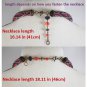 Jewelery set: beaded Necklace & Bracelet, Color Red-Burgundy-Grey-Brown, Handmade