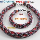 Bead Crochet Rope patterns "Berry geometry" Necklace and Bracelet. PDF file