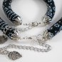 Jewelery set: beaded Necklace & Bracelet, Geometric & floral pattern, Handmade