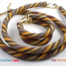 Bead Crochet Rope patterns «Diagonal strips» Necklace and Bracelet. PDF file