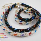 Bead Crochet Rope patterns Necklace & Bracelet, Multicolored pattern. PDF file