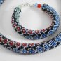 Jewelery set: beaded Necklace & Bracelet, Geometric-Floral Multicolored pattern