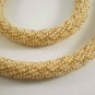 Jewelery set:Necklace & Bracelet,Lace diagonal pattern,Color Pearl-Gold.Handmade