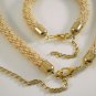 Jewelery set:Necklace & Bracelet,Lace diagonal pattern,Color Pearl-Gold.Handmade