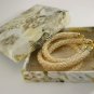 Jewelery set:Necklace & Bracelet,Lace diagonal pattern,Color Pearl-Gold.Handmade