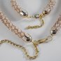 Jewelery set:Necklace & Bracelet,Lace diagonal pattern,Color PearlBeige.Handmade