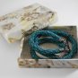 Jewelery set: Necklace & Bracelet, Lace diagonal pattern, Color Green. Handmade