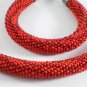 Jewelery set:beaded Necklace & Bracelet,Lace diagonal pattern,Color Red.Handmade