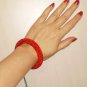 Jewelery set:beaded Necklace & Bracelet,Lace diagonal pattern,Color Red.Handmade