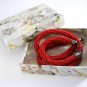 Jewelery set:beaded Necklace & Bracelet,Lace diagonal pattern,Color Red.Handmade