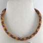 Jewelery set: Necklace & Bracelet,Geometric pattern,Color Brown-Copper.Handmade