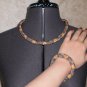 Jewelery set: Necklace & Bracelet,Geometric pattern,Color Brown-Copper.Handmade