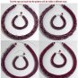 Jewelery set: beaded rope-necklace and bracelet, Color Burgundy-Silver