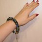 Handmade Black-Blue-Green-Gold bracelet,ethnic boho style,gift mother-daughter