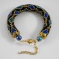 Handmade Black-Blue-Green-Gold bracelet,ethnic boho style,gift mother-daughter