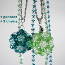 Turquoise or Green Pendants,sparkling beads,2 chains,gift for mother-daughter-wife