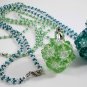Turquoise or Green Pendants,sparkling beads,2 chains,gift for mother-daughter-wife